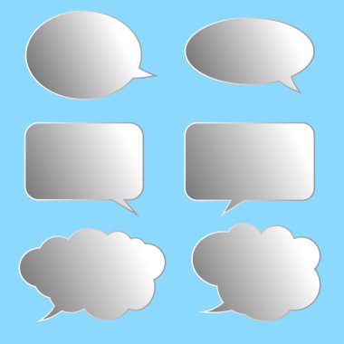 Vektör konuşma balonları çıkartmalar ayarlayın. Boş boş konuşma balonları