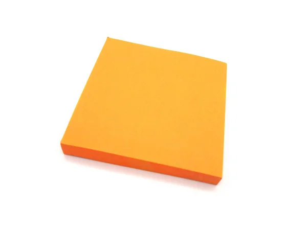 Orangefarbene Papier Stick Note Auf Weißem Hintergrund — Stockfoto