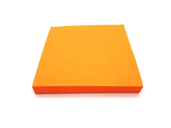 Nota Bastone Carta Arancione Sfondo Bianco — Foto Stock