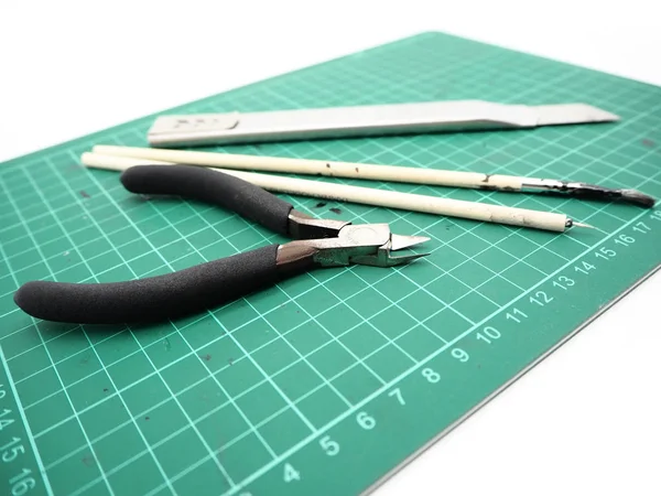 Narzędzia Mata Cięcia Zielony Kit Model Białym Tle — Zdjęcie stockowe