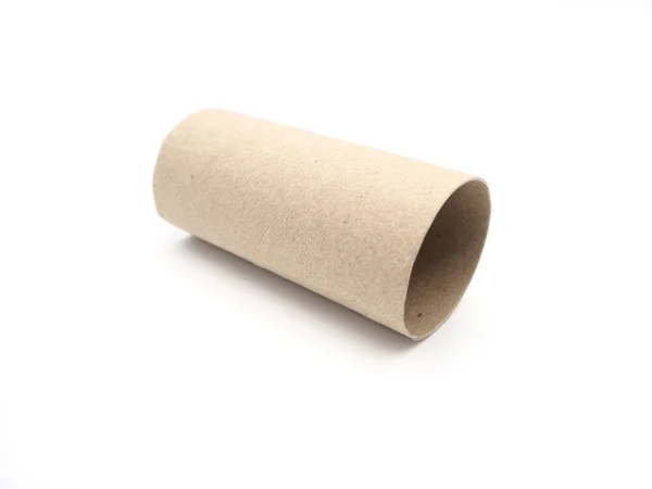 Papieren Zakdoekje Roll Kern Lege Roll Papier Geïsoleerd Een Witte — Stockfoto