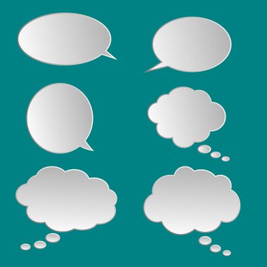 Vektör konuşma balonları çıkartmalar ayarlayın. Boş boş konuşma balonları