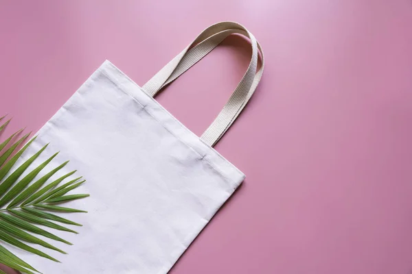 Blanco Bolsa Tela Lona Saco Compras Tela Maqueta Con Espacio — Foto de Stock