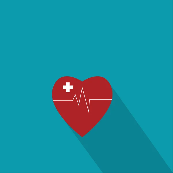 Червоне Серце Хрест Плюс Значок Медичної Аптеки Стилі Модний Плоский — стоковий вектор