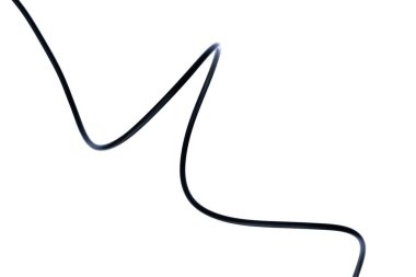 Beyaz arka plan soyutlama üzerinde izole siyah tel kablo.