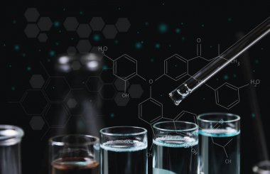 Cam laboratuvar kimyasal test tüpleri ile sıvı için analitik 