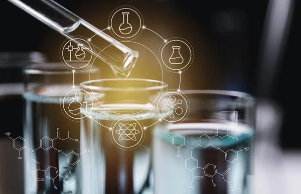 Cam laboratuvar kimyasal test tüpleri ile sıvı için analitik 