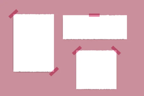 Leere quadratische Notizblock-Seiten und Klebeband. Notizpapier mit Beig verklebt — Stockvektor
