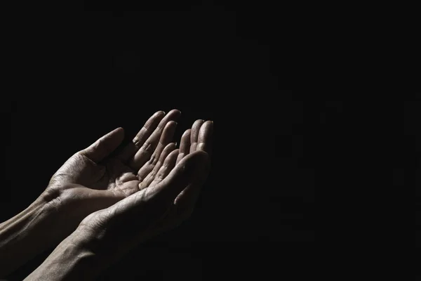 宗教のために祈りながら、人間の手。コンセプト平和と人生. — ストック写真
