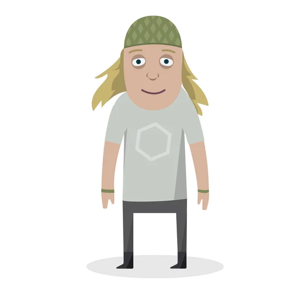 Adolescente en bandana sobre fondo blanco aislado. Personaje de dibujos animados . — Vector de stock