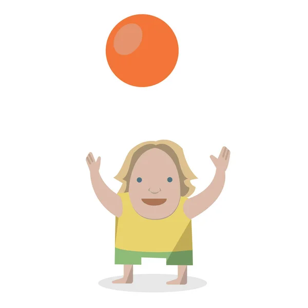 Niño con pelota. Ilustraciones vectoriales sobre fondo blanco . — Vector de stock