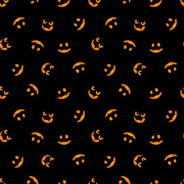 Siyah arka plan üzerinde parlayan balkabağı. Seamless modeli. Vektör çizim.