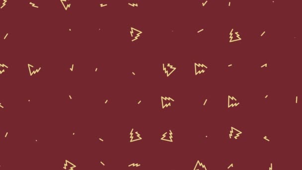 Motion graphic red background with Gold Christmas Tree Pattern (dalam bahasa Inggris). Desain gaya datar . — Stok Video