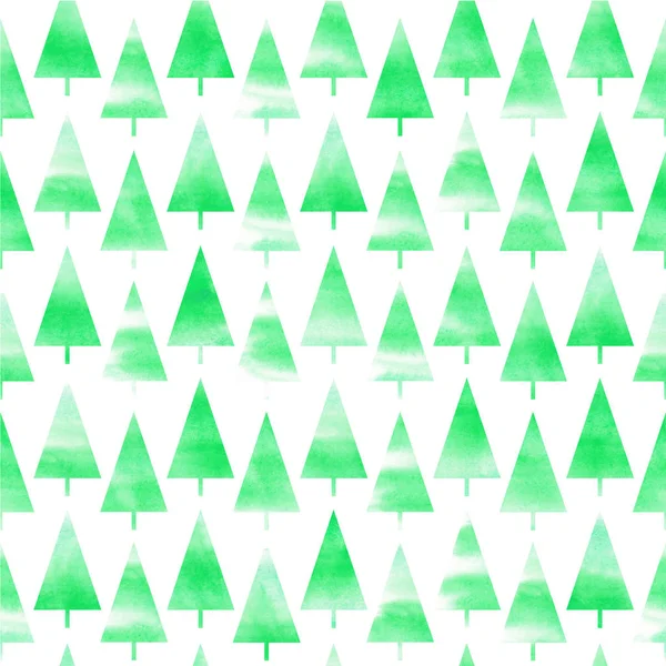 Watercolor Christmas Tree Background Watercolor Christmas Tree Seamless Pattern — Stock Photo, Image