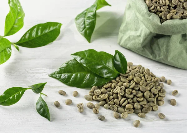 Green Coffee Beans White Background — Stock Photo, Image