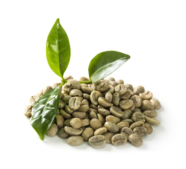 Green Coffee Beans Isolated White Background — Stock Photo, Image