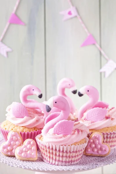 Flamingo Szklanki Ciasta Ciasteczka Dla Firm — Zdjęcie stockowe