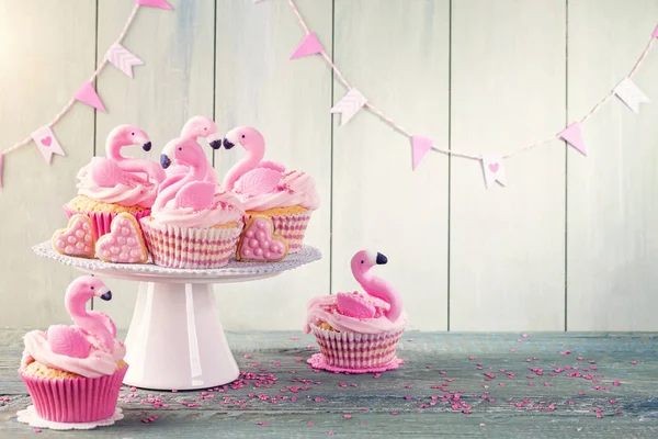 Bolos Copo Flamingo Para Festa — Fotografia de Stock