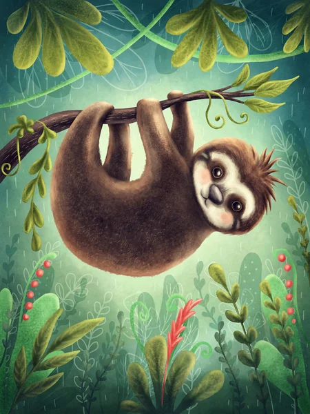 Illustration with a cute sloth