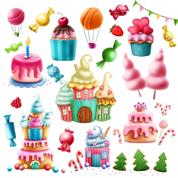 Digital Illustration Various Sweets Clip Art — Stock Photo, Image