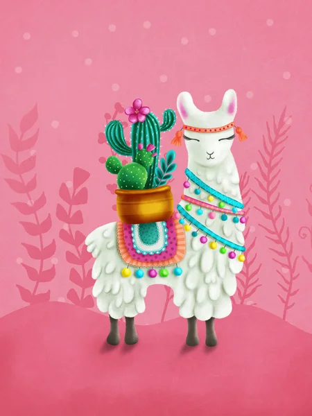 Illustration Eines Süßen Lamas — Stockfoto