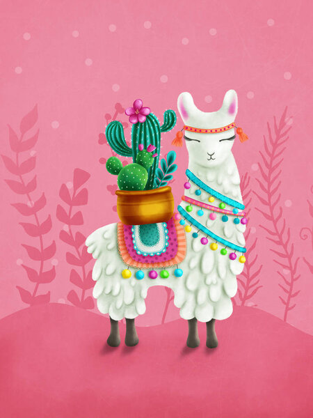 Illustration of a cute llama