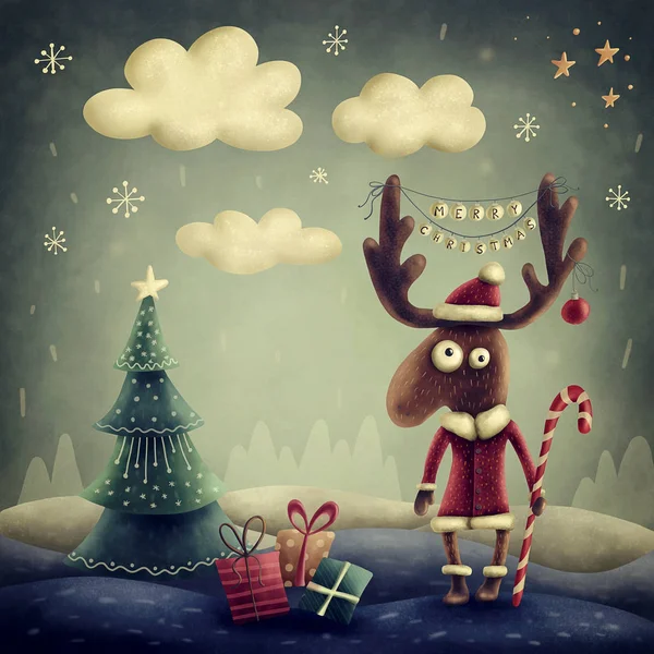 Illustration Cute Reindeer — Stock Photo, Image