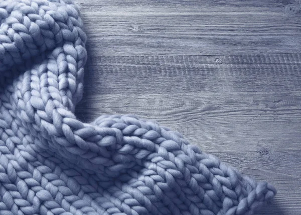 Merino Wool Blanket Grey Wooden Background — Stock Photo, Image