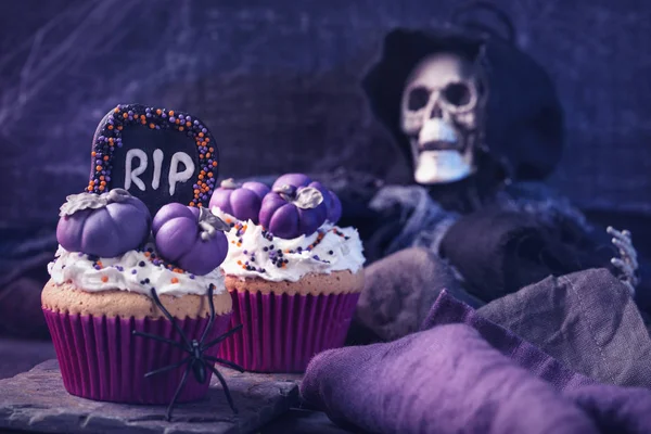 Cupcakes Med Pumpor För Halloween Fest — Stockfoto