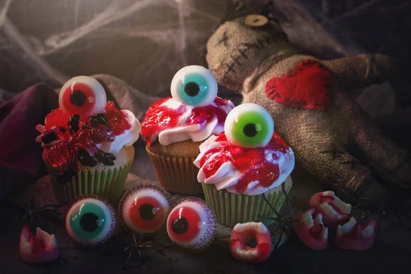 Halloween Cupcakes Met Zoete Ogen Voor Partij — Stockfoto