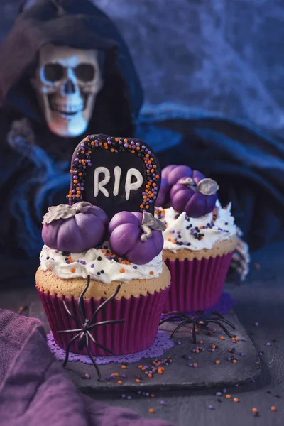 Cupcakes Met Pompoenen Voor Halloween Party — Stockfoto