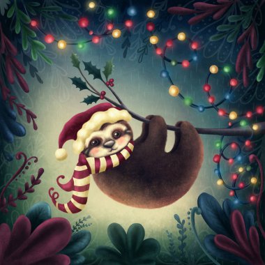 Noel Baba şapkası ile Christams tembellik