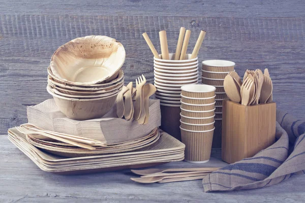 Eco friendly disposable tableware — Stock Photo, Image