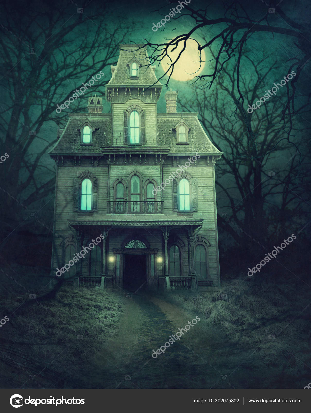 Haunted house in forest Stock Photo by ©Elena Schweitzer 302075802