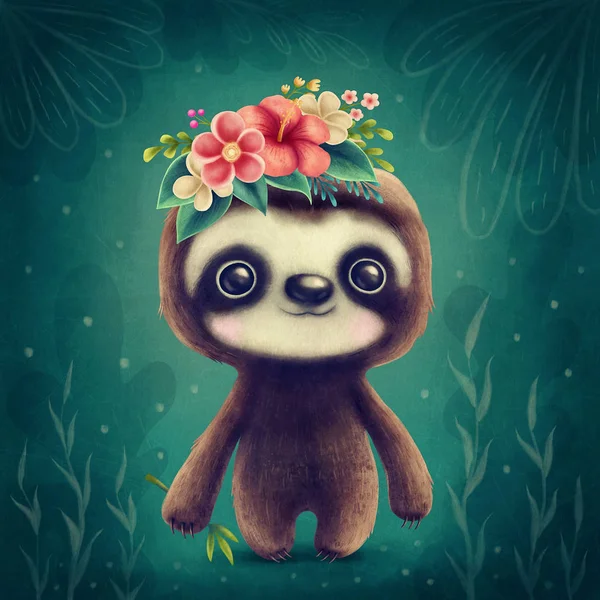 Ilustracja cute Sloth — Zdjęcie stockowe