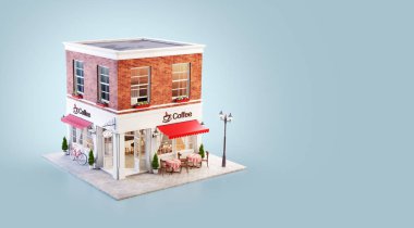 Samimi bir kafe alışılmadık 3d çizimi