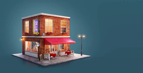 Ungewöhnliche 3D-Illustration eines gemütlichen Cafés — Stockfoto