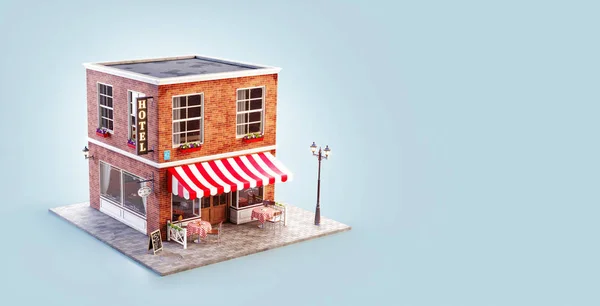 Необычная 3D иллюстрация уютного кафе — стоковое фото