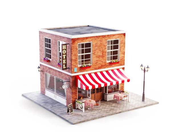 Unusual 3d illustration of a cozy cafe — Stock Photo, Image