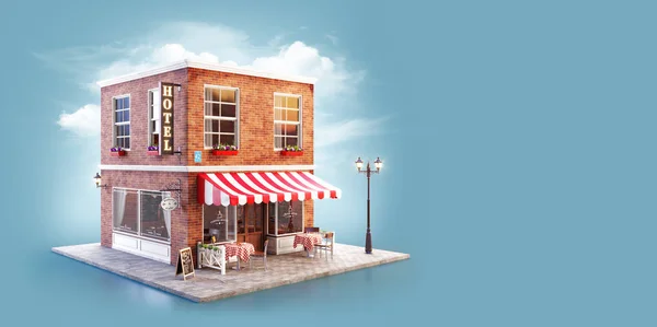 Unusual 3d illustration of a cozy cafe — Stock Photo, Image