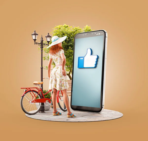 Unusual 3d illustration smart phone application — Stock Photo, Image