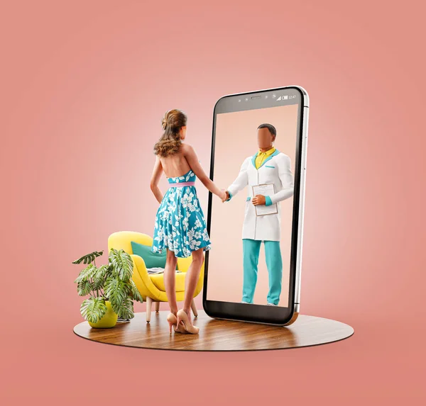 Ovanlig 3D illustration smart telefon ansökan — Stockfoto