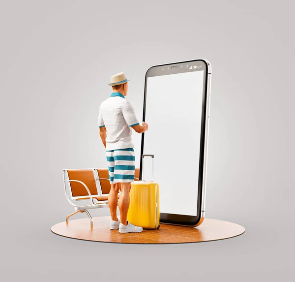 Unusual 3d illustration smart phone application — Stock Photo, Image