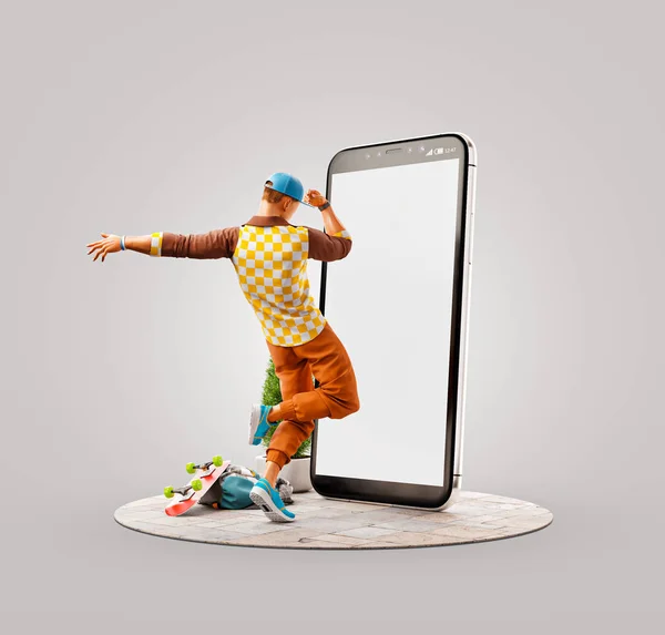 Szokatlan 3D illusztráció okos telefon alkalmazás — Stock Fotó