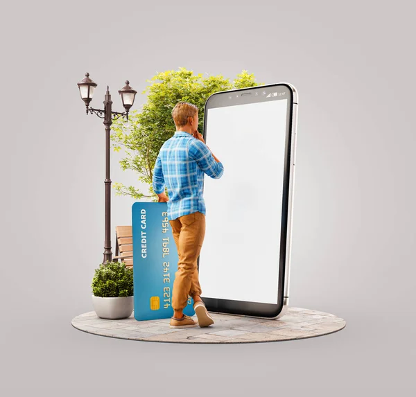 Neobvyklá 3D ilustrace inteligentní telefonní aplikace — Stock fotografie