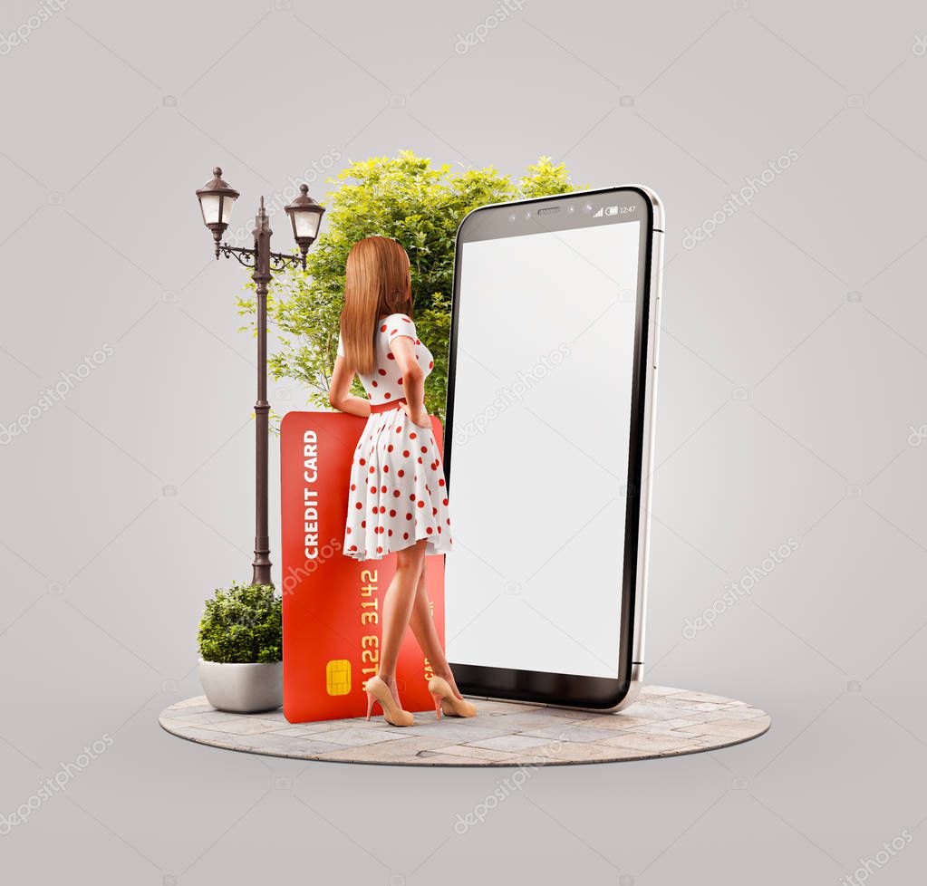 Unusual 3d illustration smart phone application