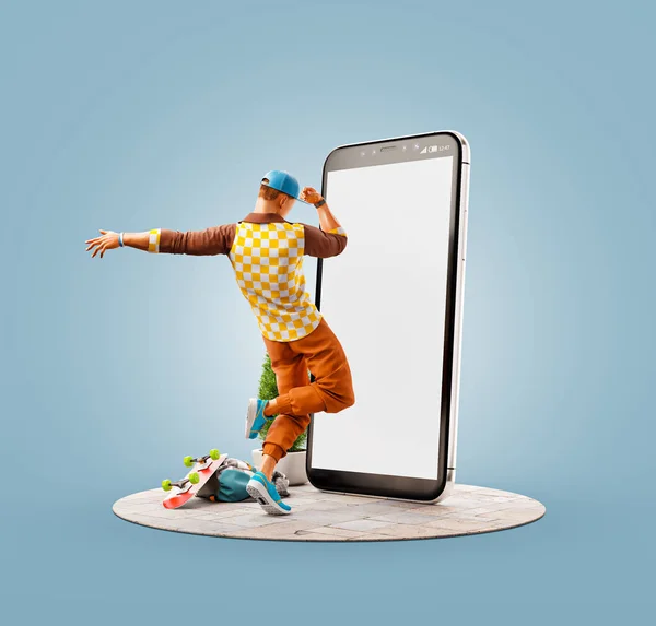 Ungewöhnliche 3D-Illustration Smartphone-Anwendung — Stockfoto