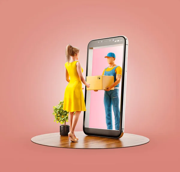 Ovanlig 3D illustration smart telefon ansökan — Stockfoto