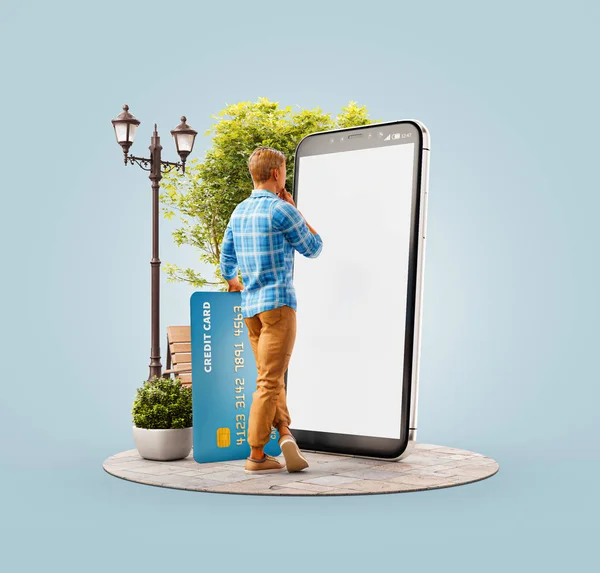 Neobvyklá 3D ilustrace inteligentní telefonní aplikace — Stock fotografie