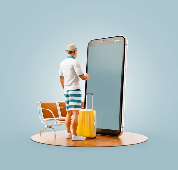 Unusual 3d illustration smart phone application — Stock Photo, Image